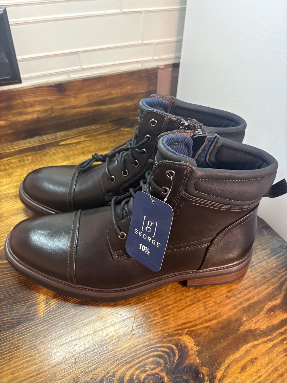 George Black Lace Up Boots Size 10.5